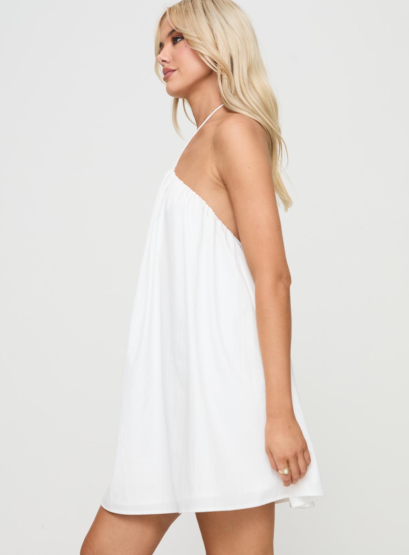 Peaco Halter Mini Dress White Product Image