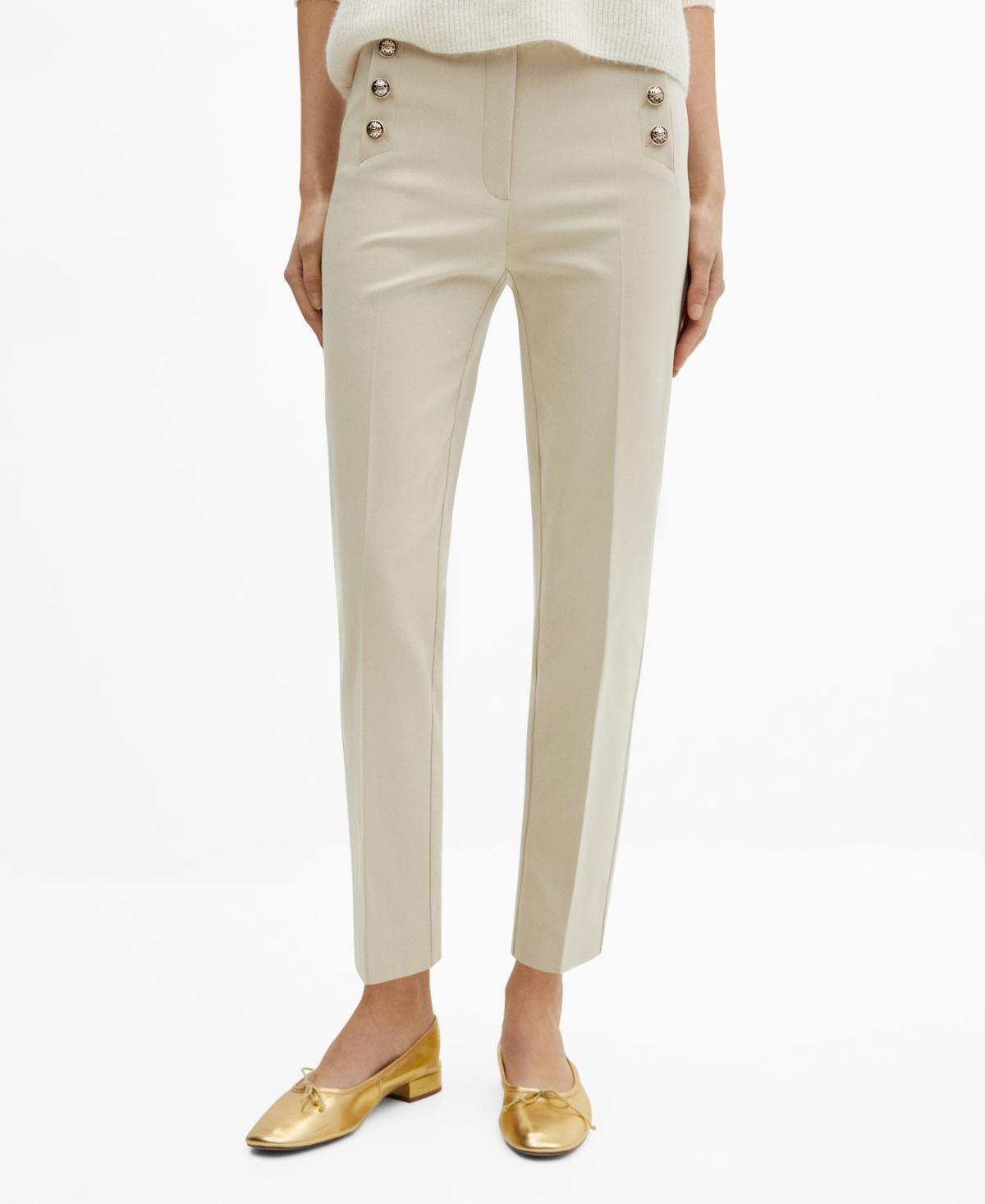 Mango Womens Cropped Button Pants Product Image