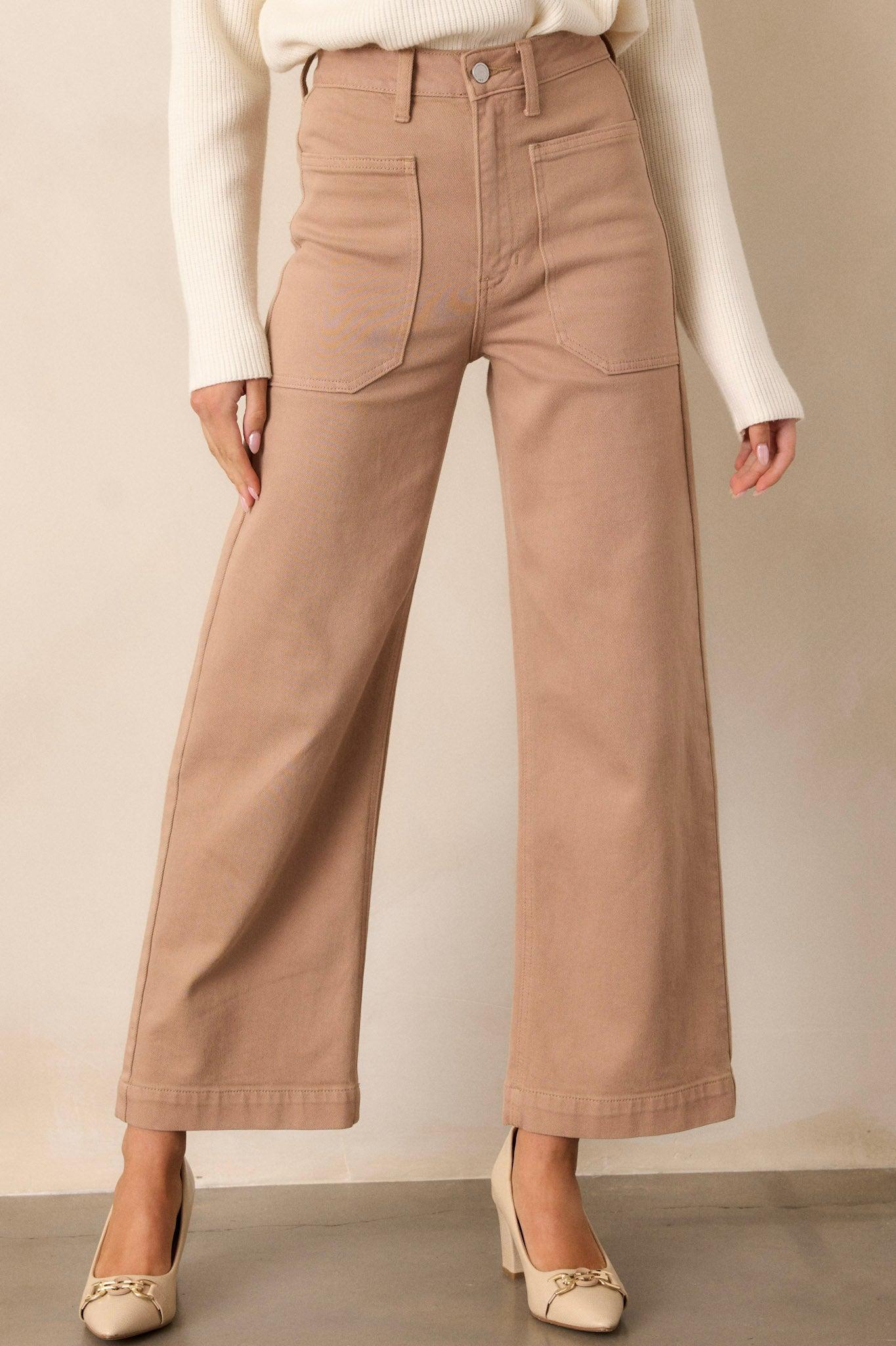 Around The City Tan Wide Leg Jeans Product Image