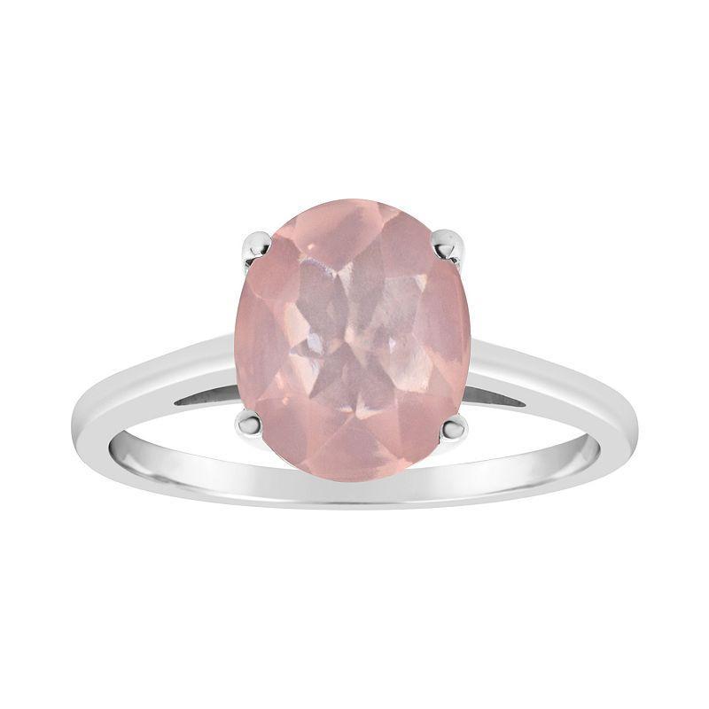 Alyson Layne Sterling Silver Rose Quartz Oval Solitaire Ring, Womens Product Image