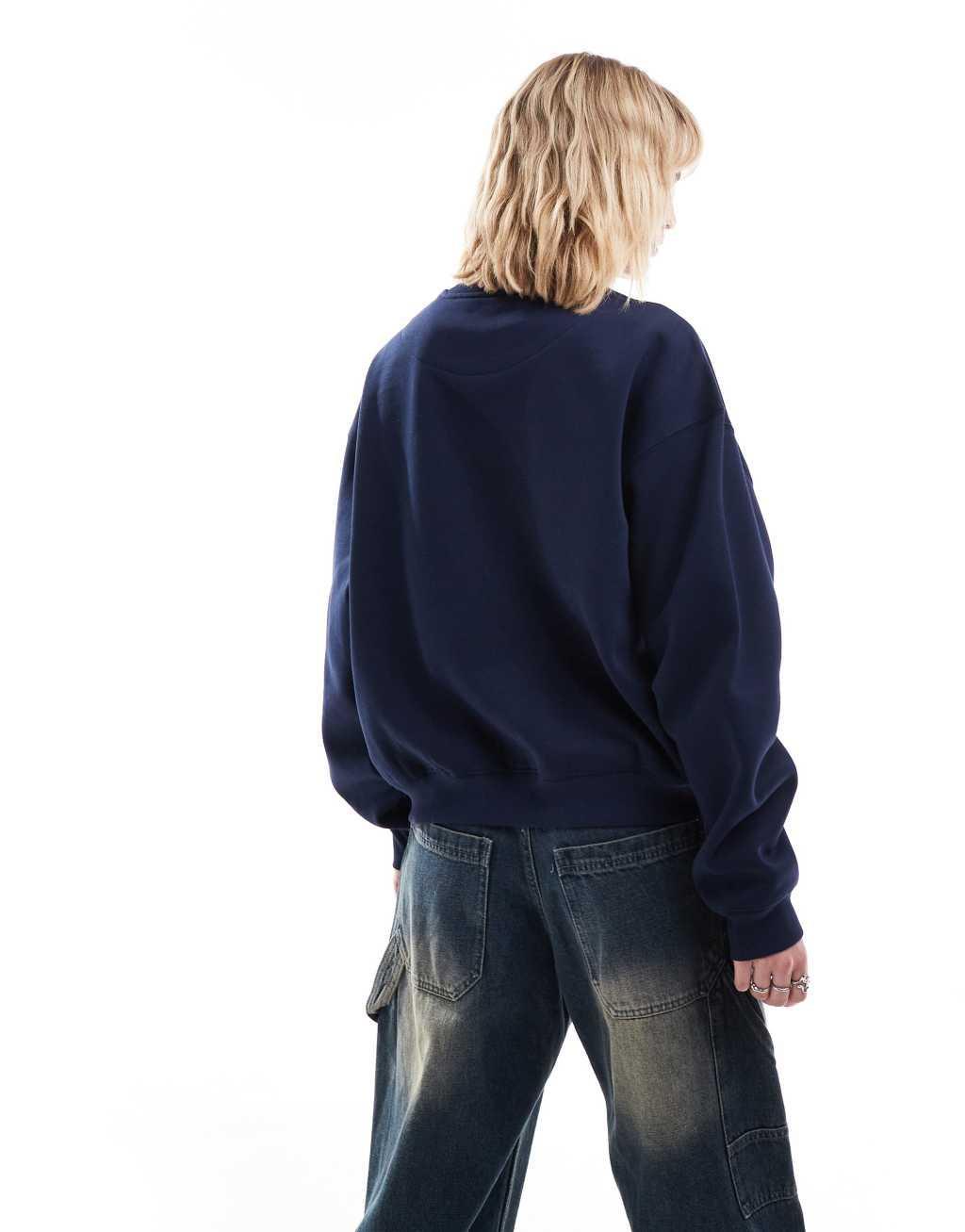 Weekday Essence sweatshirt in navy Product Image