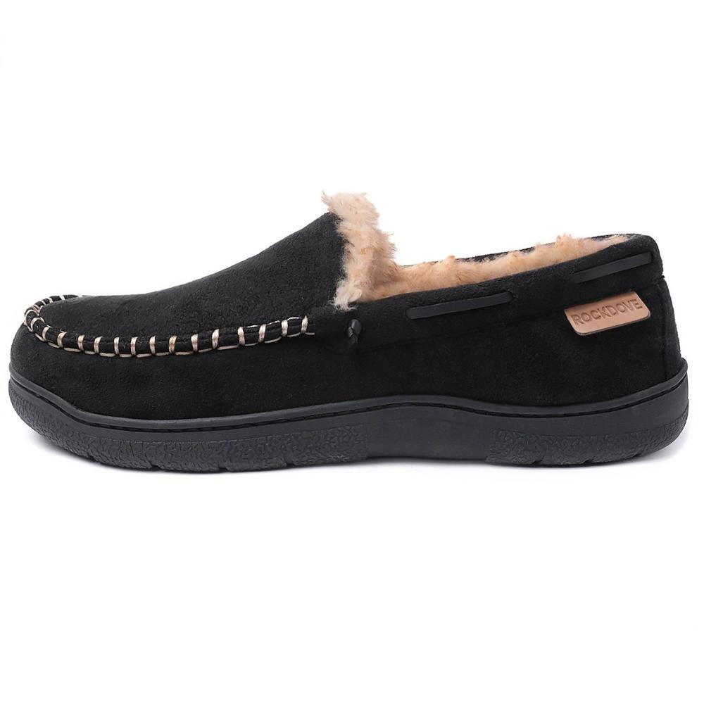 RockDove Men's Carter Faux Fur Lined Microsuede Moc Slipper Product Image