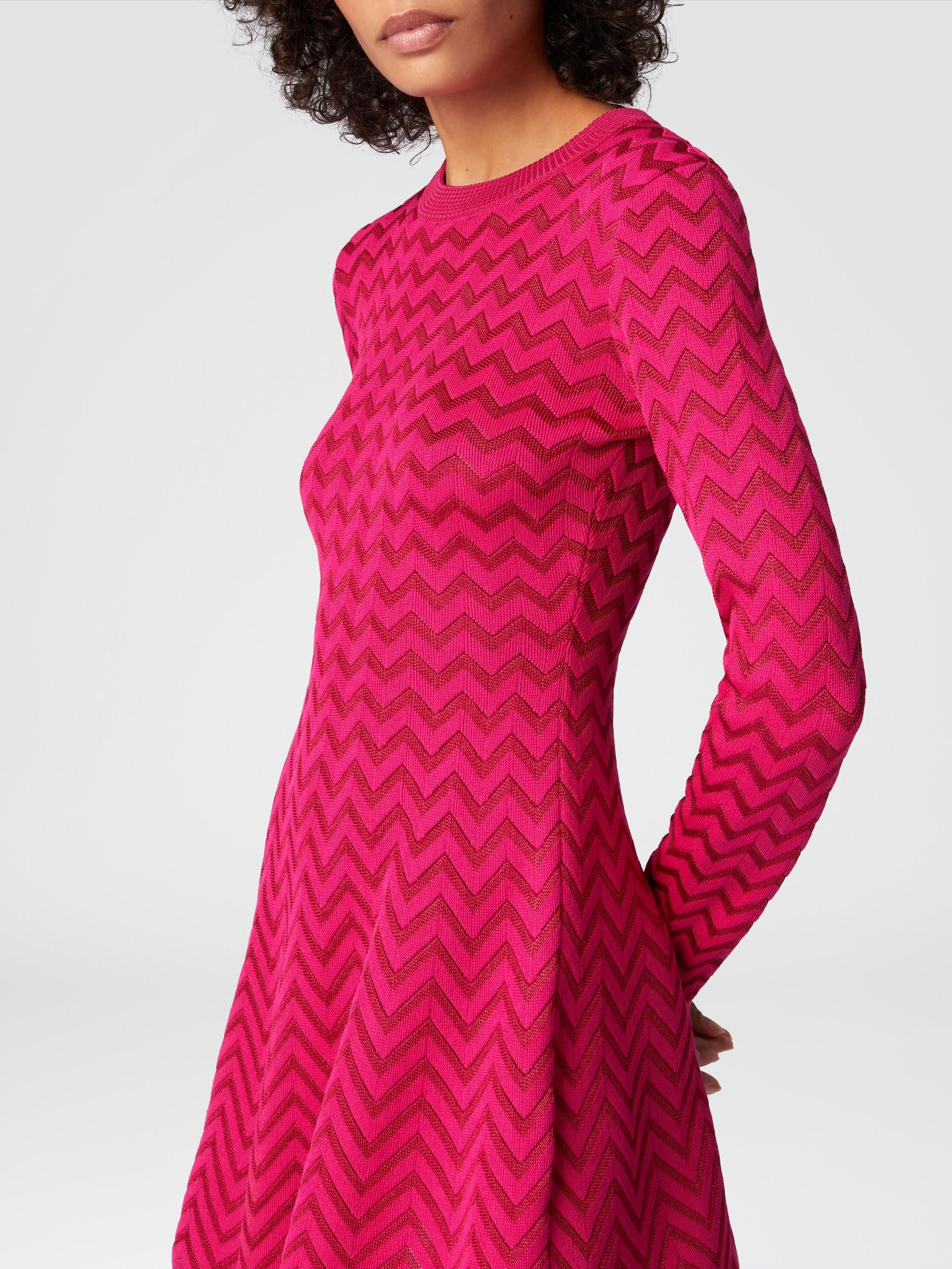 Tone-on-tone chevron long-sleeved mini-dress Product Image