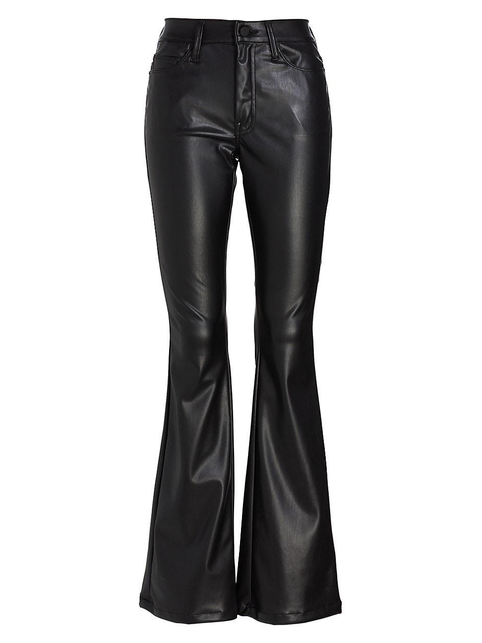 Womens The Weekender Mid-Rise Faux-Leather Flare Jeans Product Image