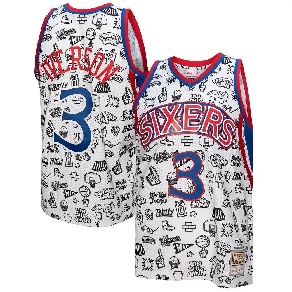 Men's Mitchell & Ness Allen Iverson White Philadelphia 76ers 1996/97 Swingman Jersey, Size: 2XL, 76r White Product Image