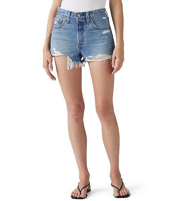 Levi's® 501® Original High-Rise Destructed Denim Shorts Product Image