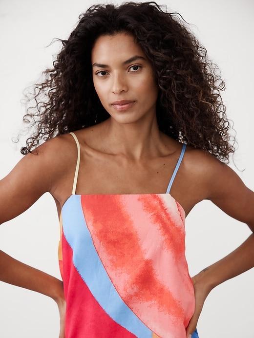 Linen-Blend Strappy Mini Dress Product Image