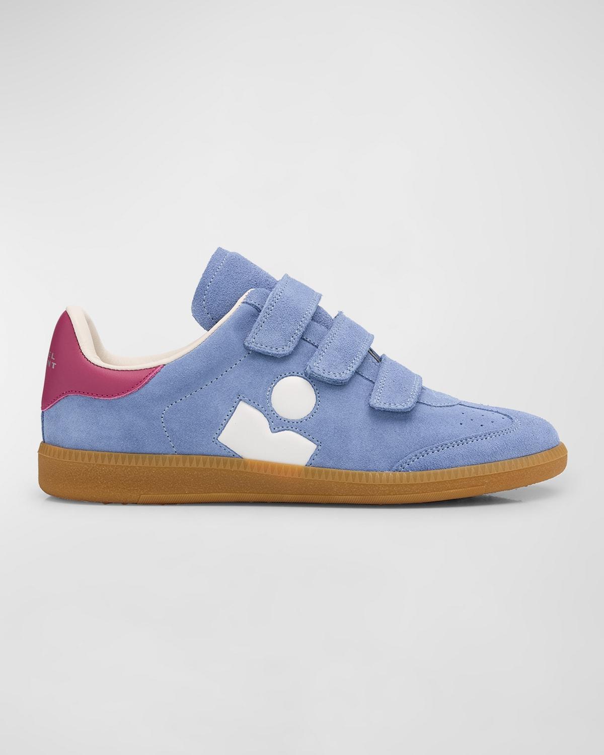 ISABEL MARANT Beth Mixed Leather Triple-grip Sneakers In Bluewhite Product Image