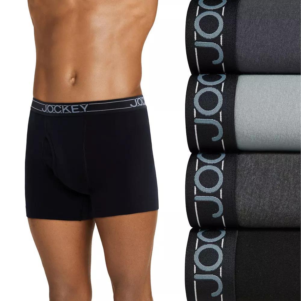 Men's Jockey® 4-Pack Cotton Blend Boxer Brief, Size: XXL, Gray Black Assorted Product Image