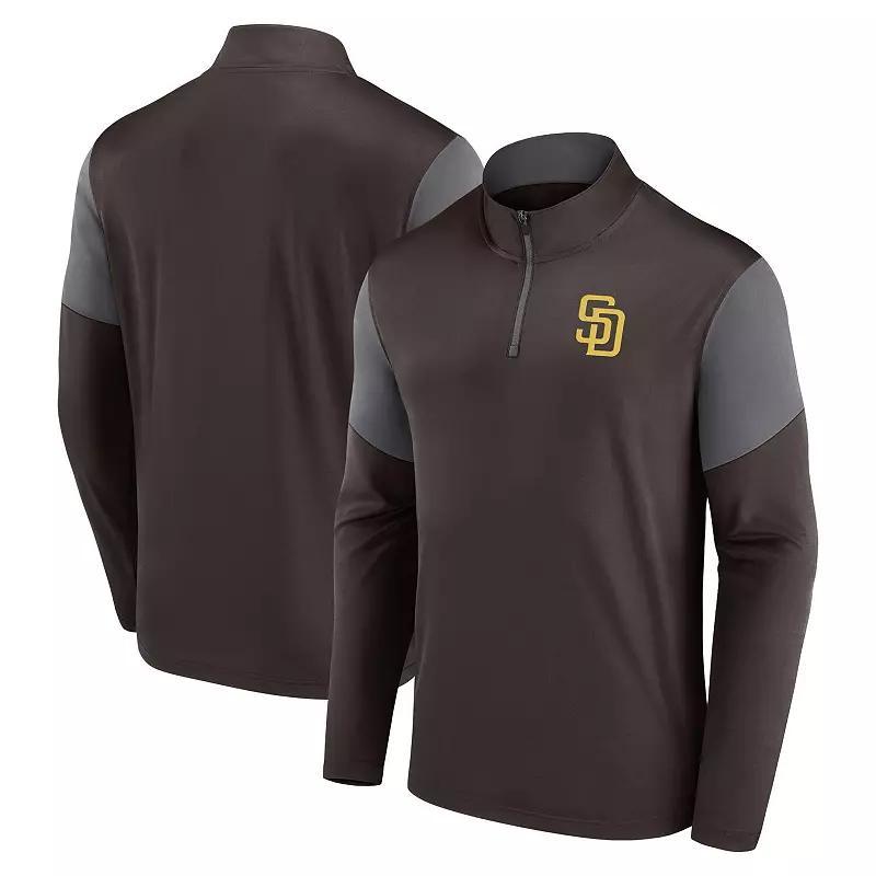 Men's Fanatics Branded Brown San Diego Padres Logo Quarter-Zip Top,  Product Image