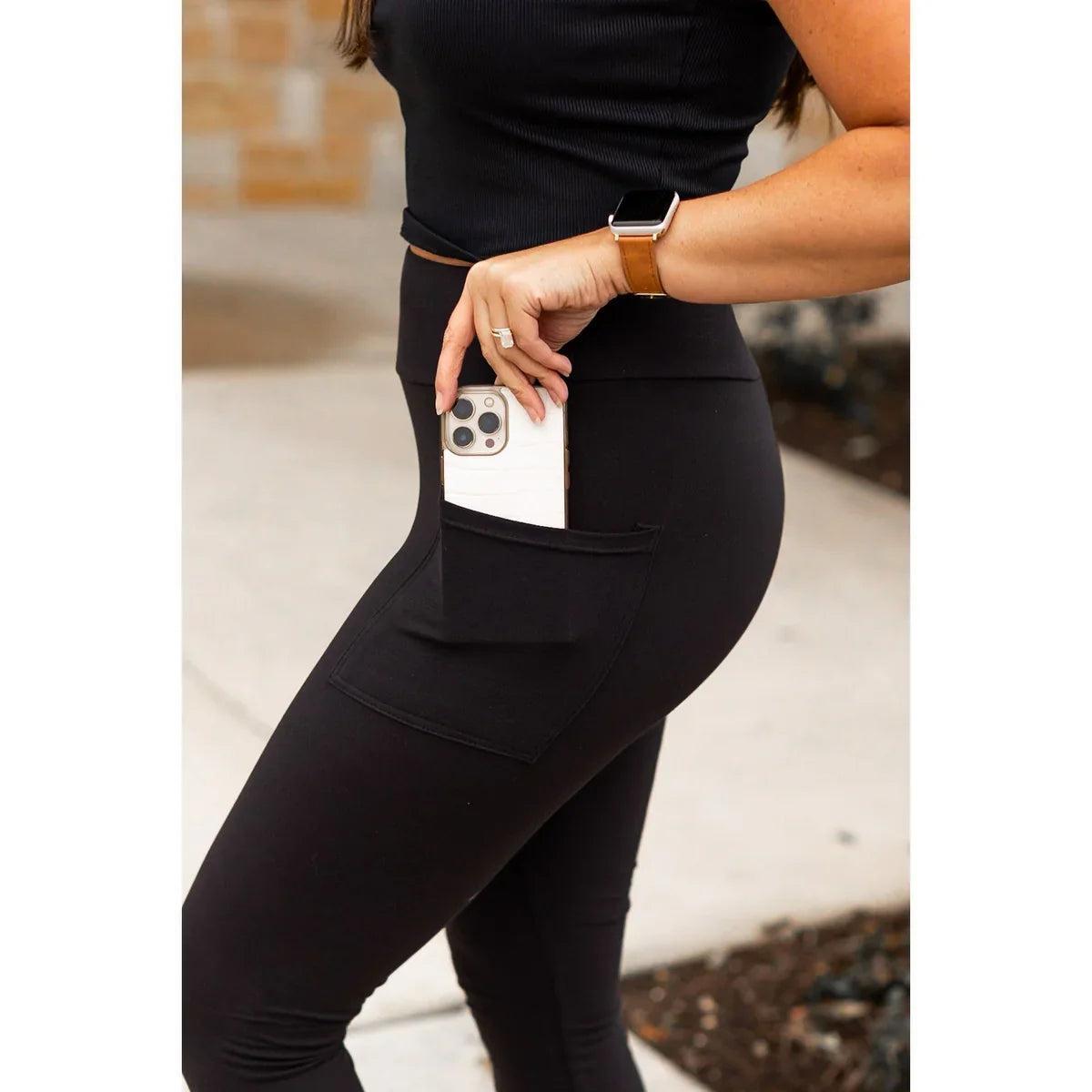 Black Pocket Leggings Capri Product Image