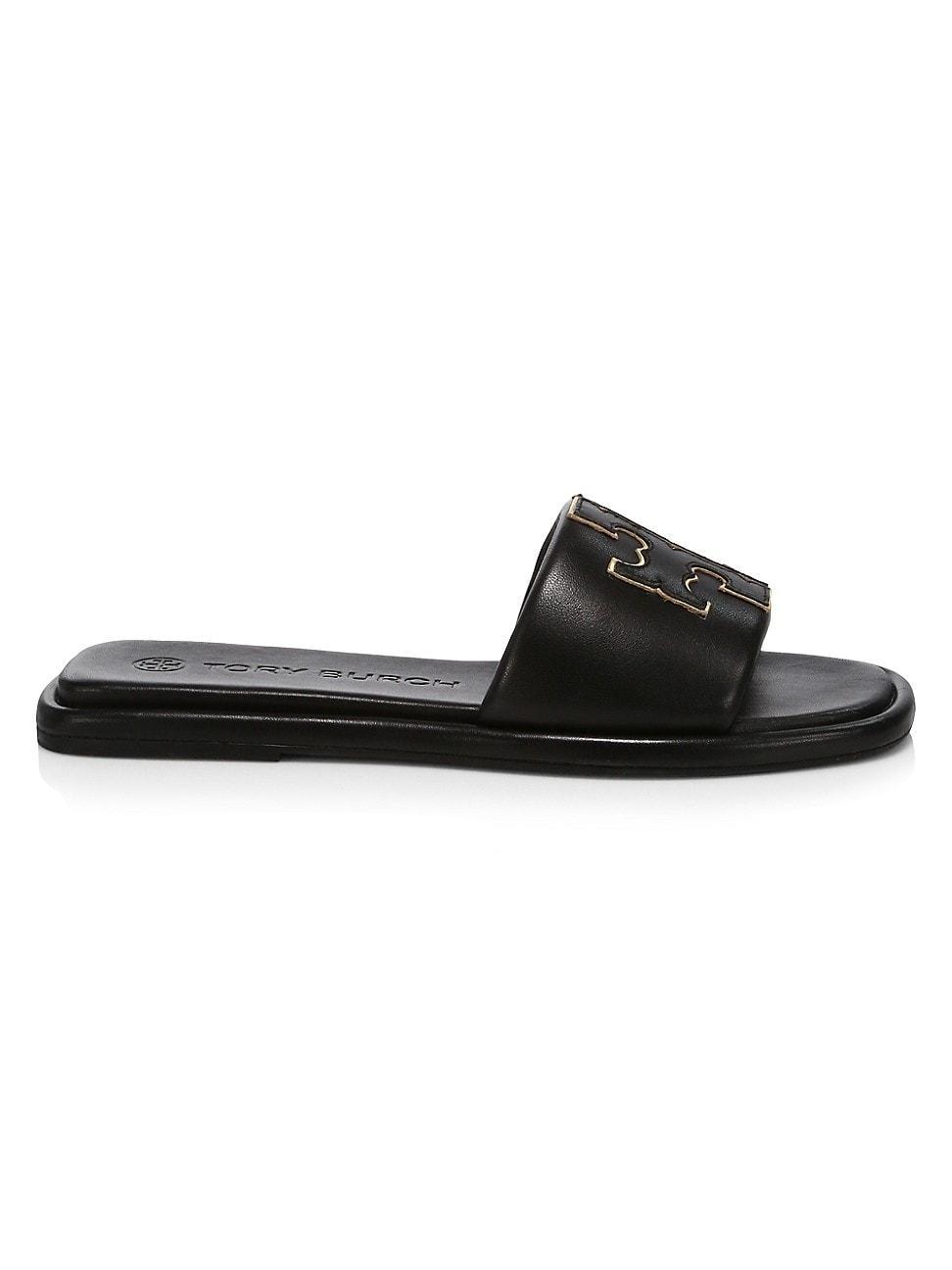 Womens Double-T Monogram Padded Leather Slide Sandals Product Image