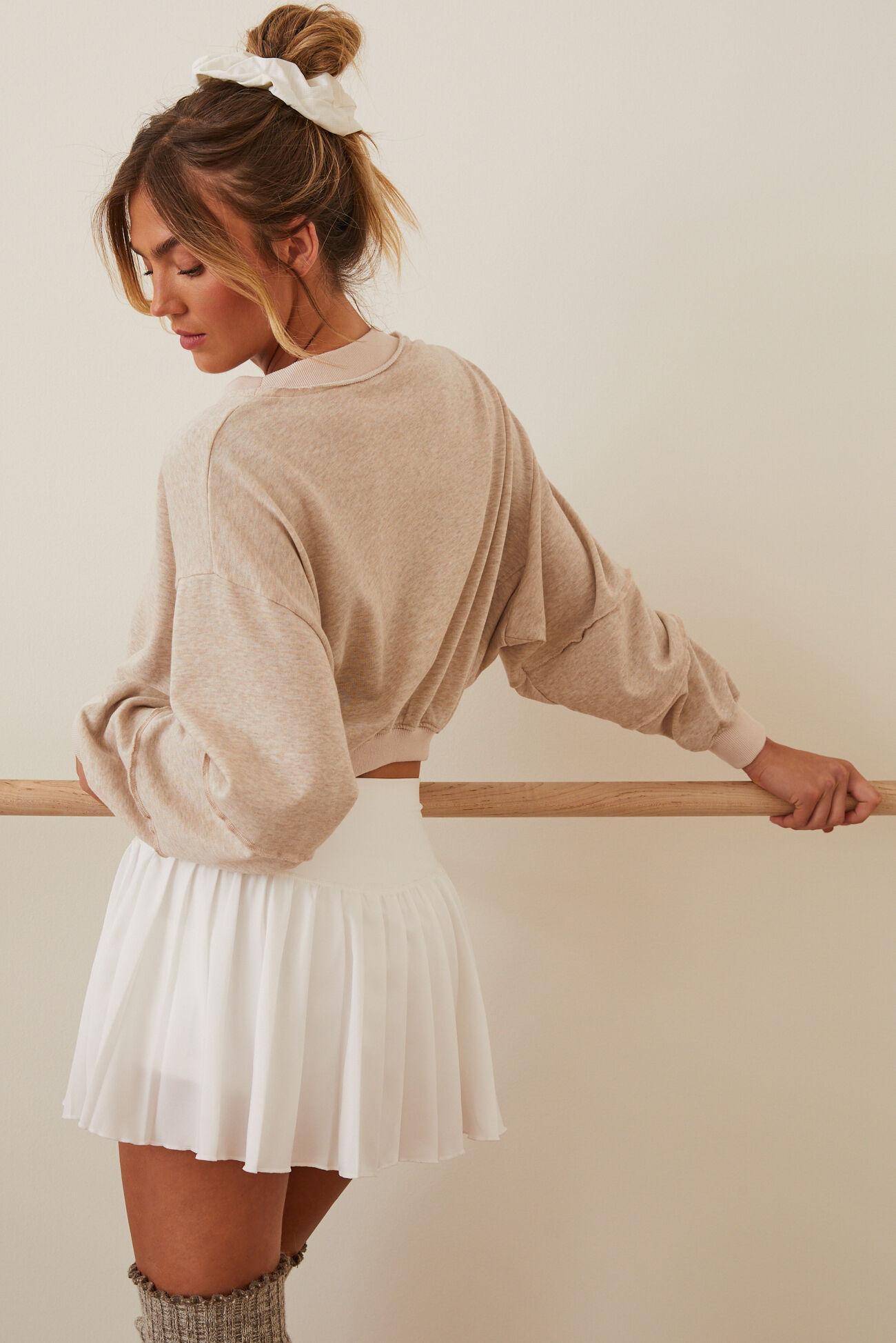 Kick Back Heathered Long Sleeve Crop Product Image