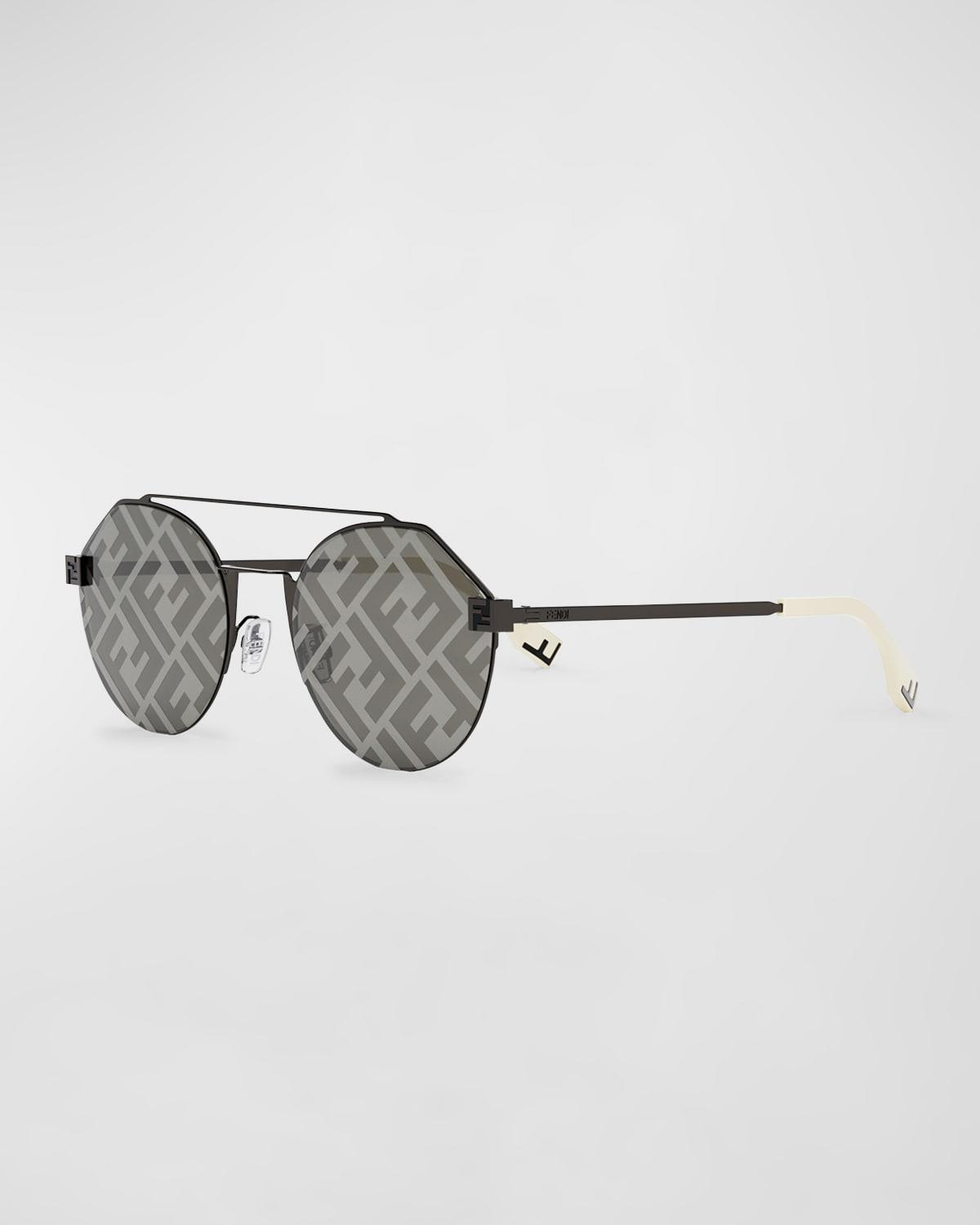 Mens Monogram Lens Metal Round Sunglasses Product Image