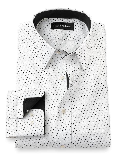 Non-Iron Cotton Micro Print Dress Shirt With Contrast Trim - Black/white Product Image