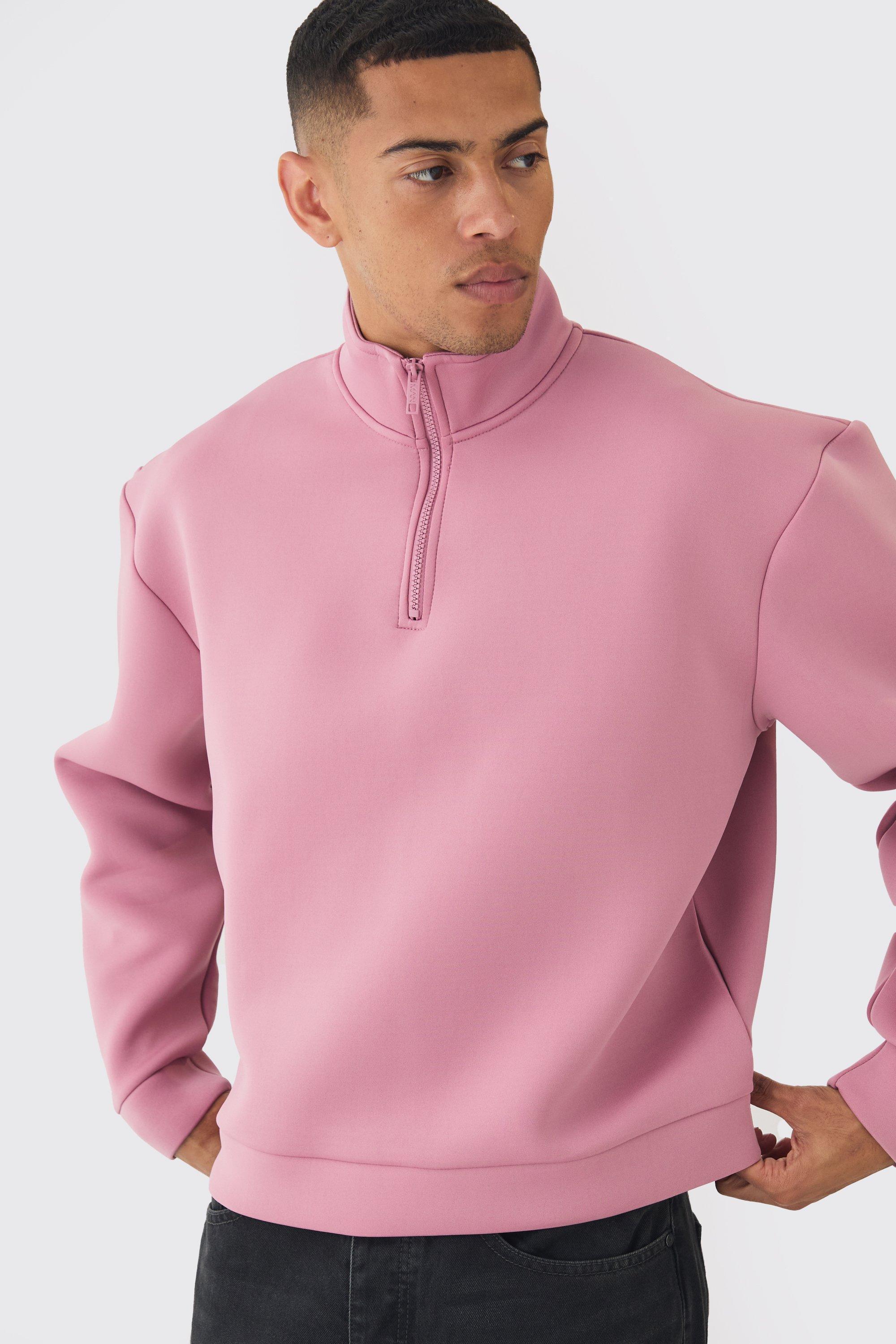 Oversized Boxy Quarter Zip Bonded Scuba Sweater | boohooMAN USA Product Image