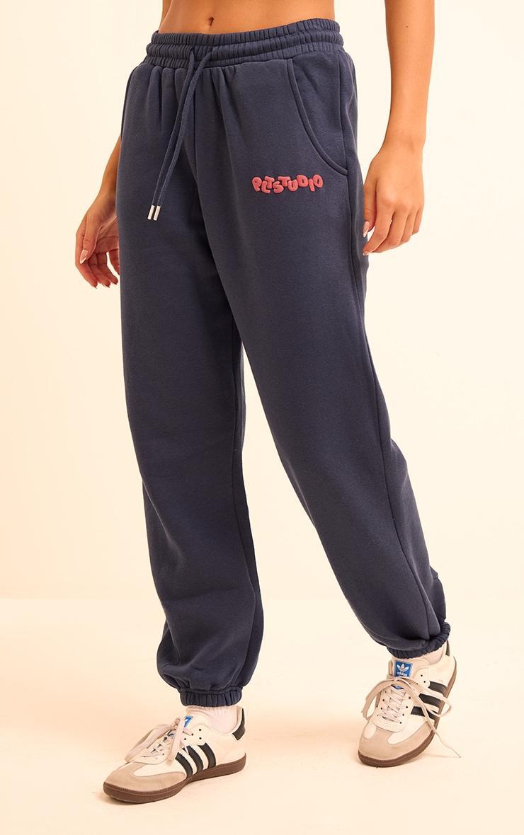 Midnight Blue PLT Studio Archive Puff Print Drawstring Cuffed Sweatpants Product Image