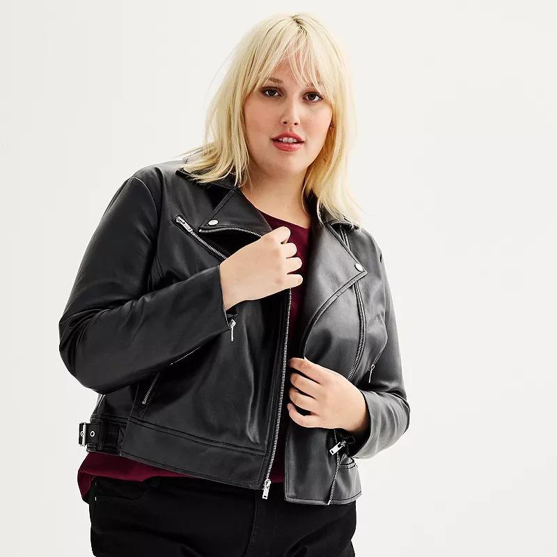 Plus Size Nine West Moto Jacket, Womens Product Image