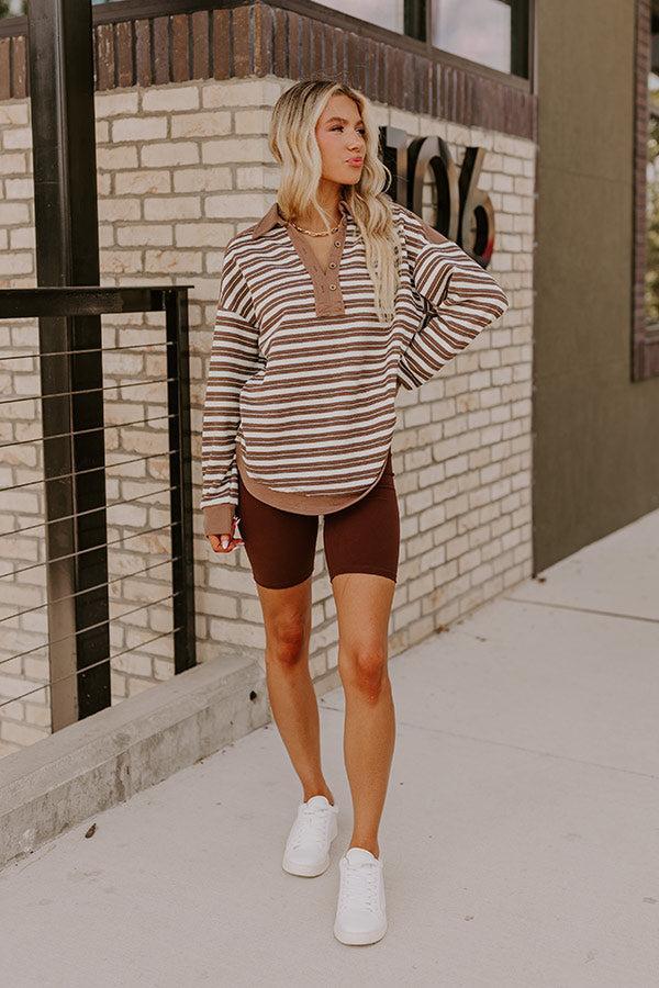 Sweet Treat Stripe Sweatshirt in Mocha Product Image