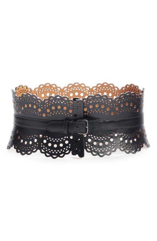 Womens Scalloped Leather Corset Belt Product Image