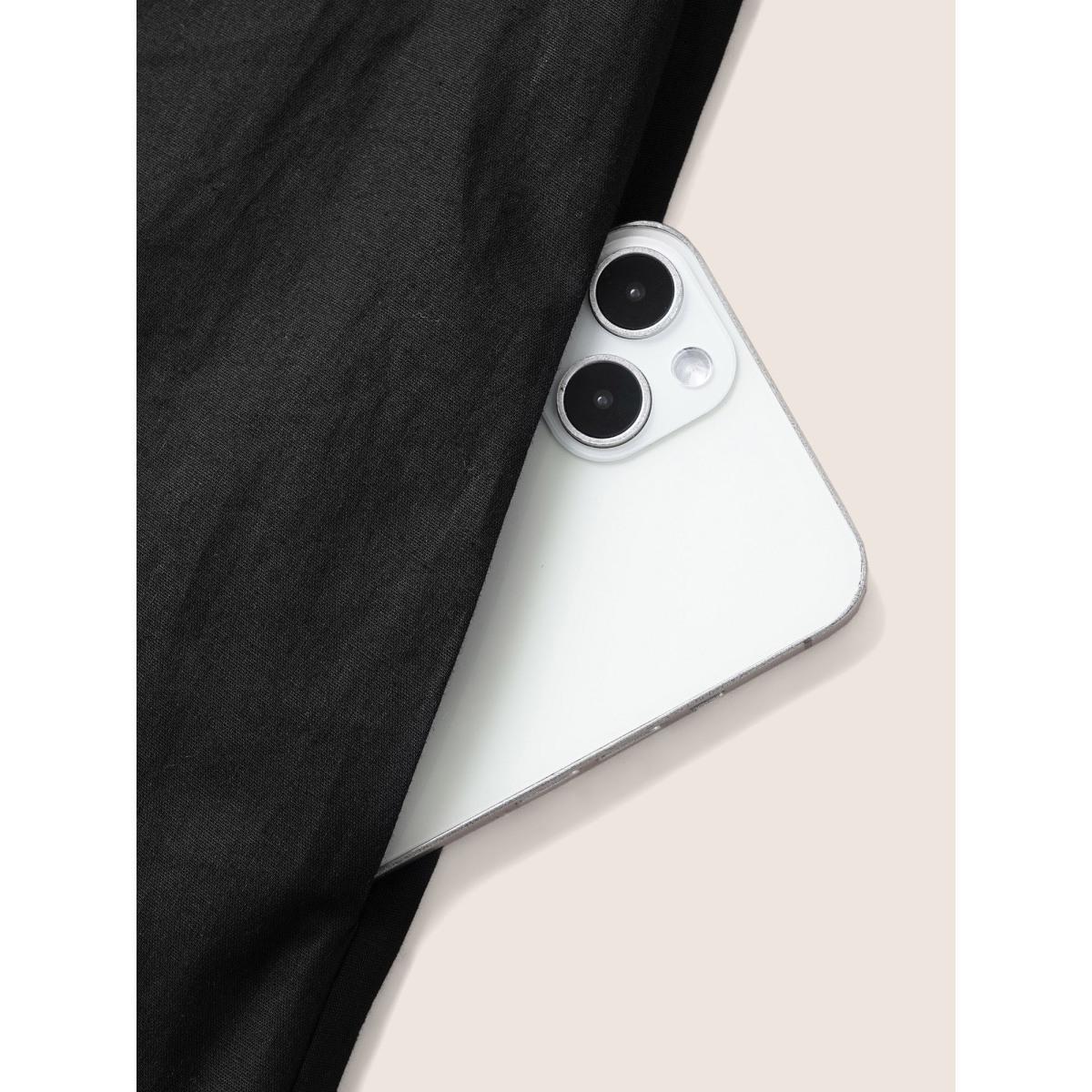 Plus Size Floral Embroidered Keyhole Lantern Sleeve Dress Black Women Casual Gathered Round Neck Half Sleeve Curvy BloomChic 12/L Product Image