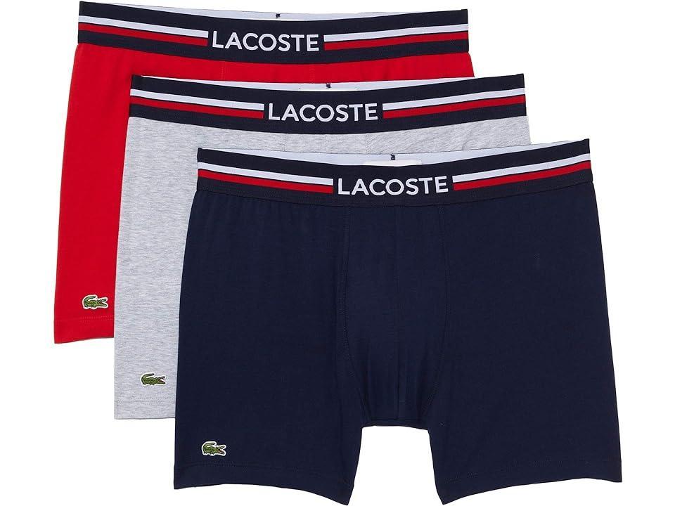 Lacoste Cotton Stretch Logo Waistband Long Boxer Briefs, Pack of 3 Product Image