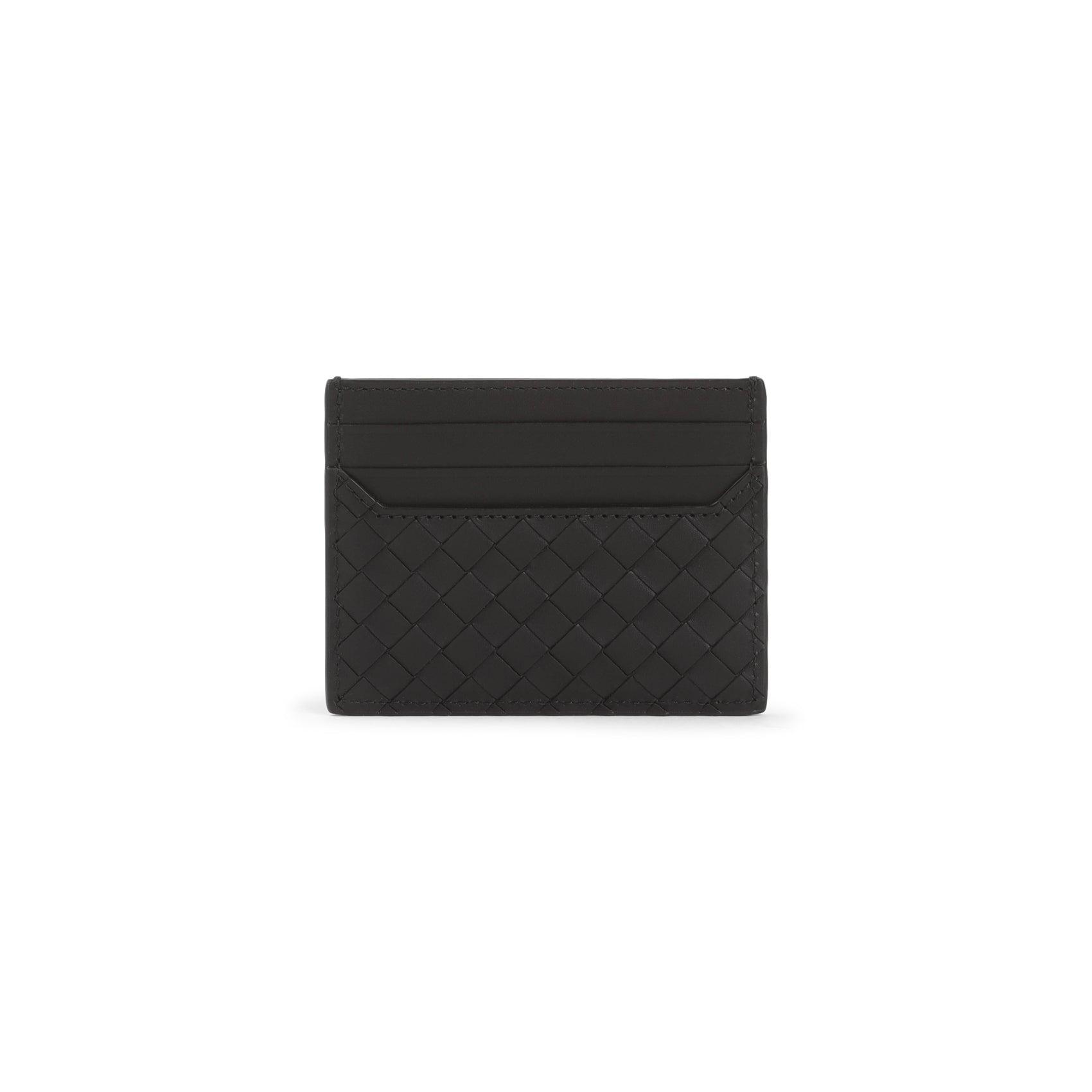 BOTTEGA VENETA Men's Small Intreccio Credit Card Case In Black Product Image