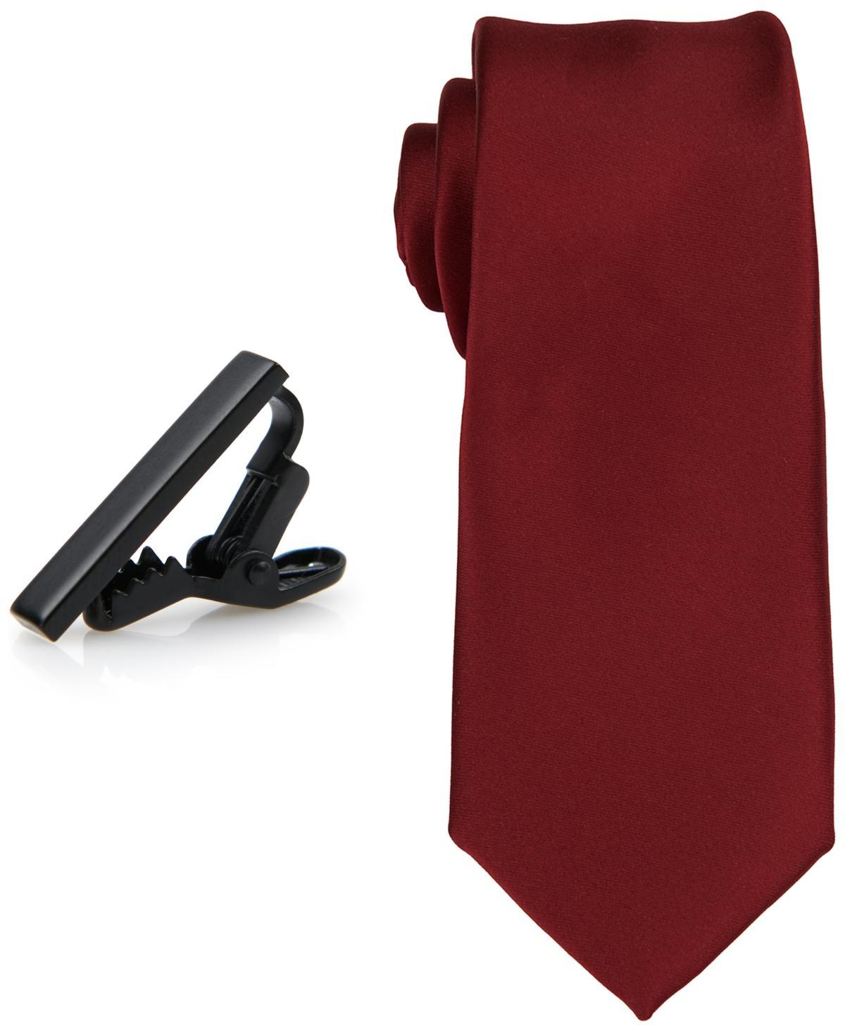 ConStruct Mens Solid Tie & 1 Tie Bar Set Product Image