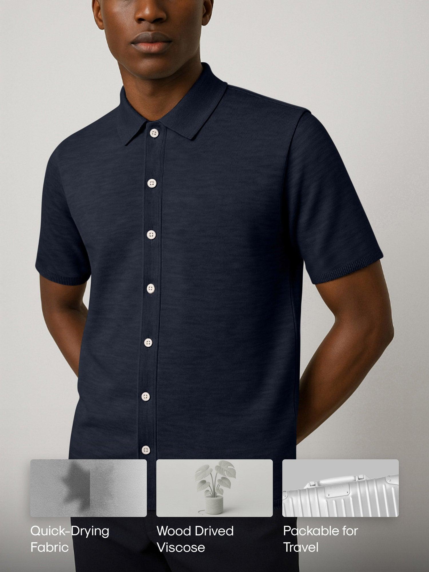 Men's Labs 3D Print-Knit Short Sleeve Shirt - Navy Product Image