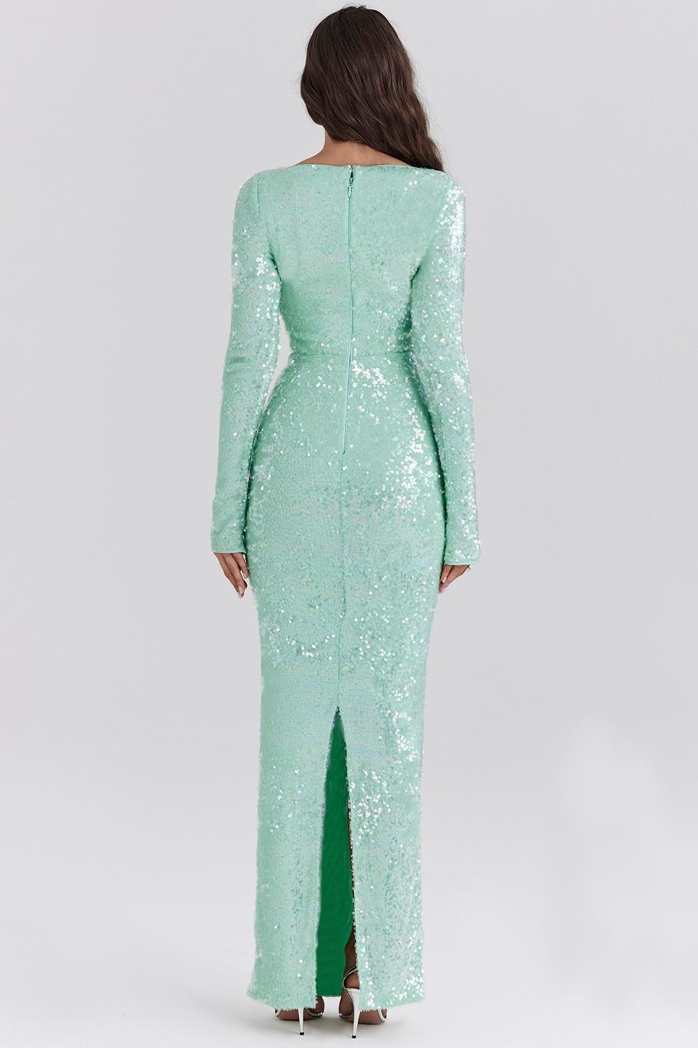 Titania  seafoam sequin maxi gown Product Image