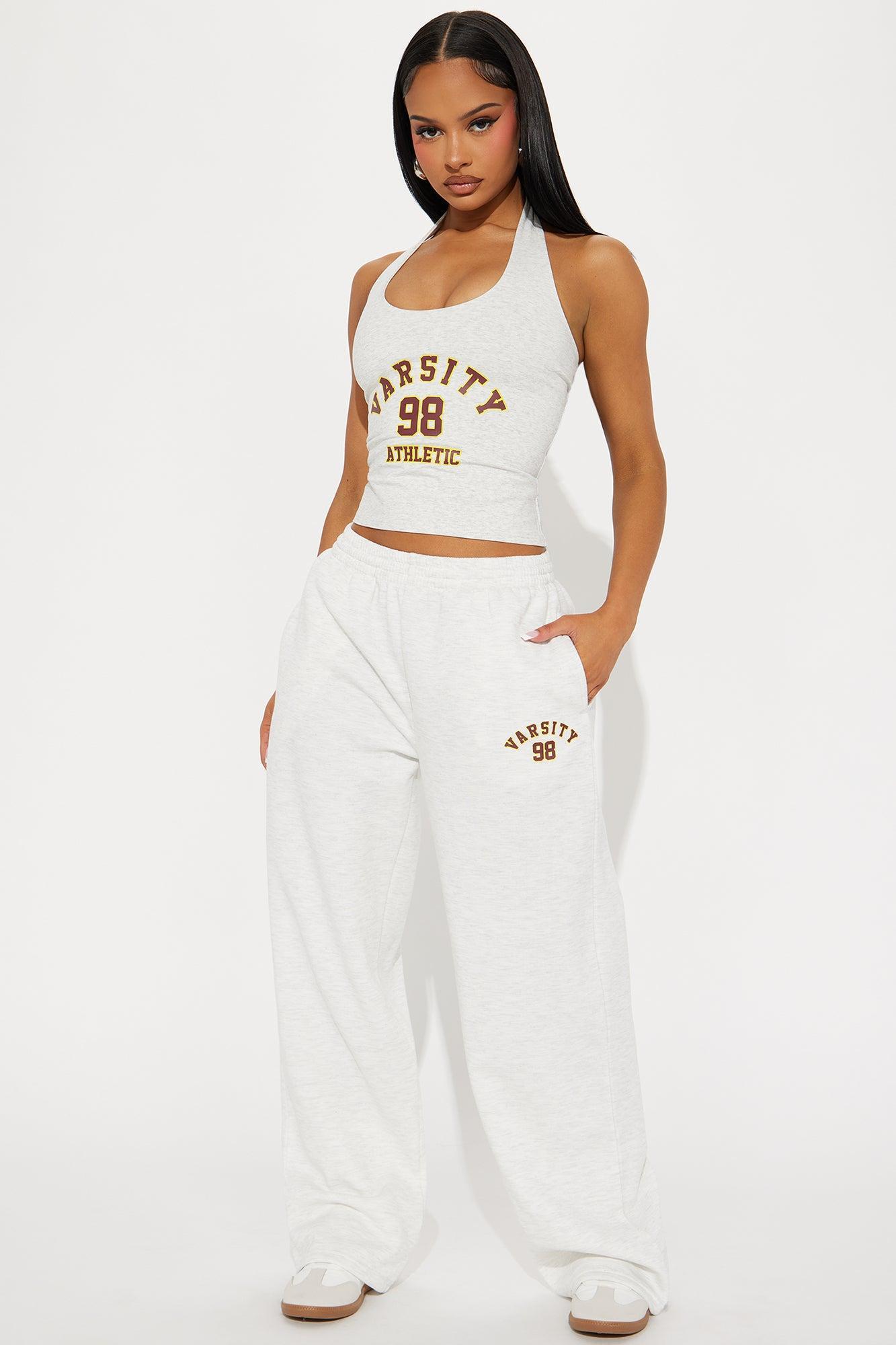 Izabel 98 Varsity Wide Leg Pant - Heather Grey Product Image
