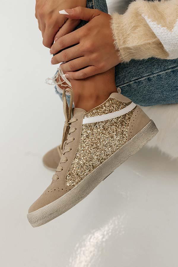 The Mia Vintage Sneaker In Gold Product Image