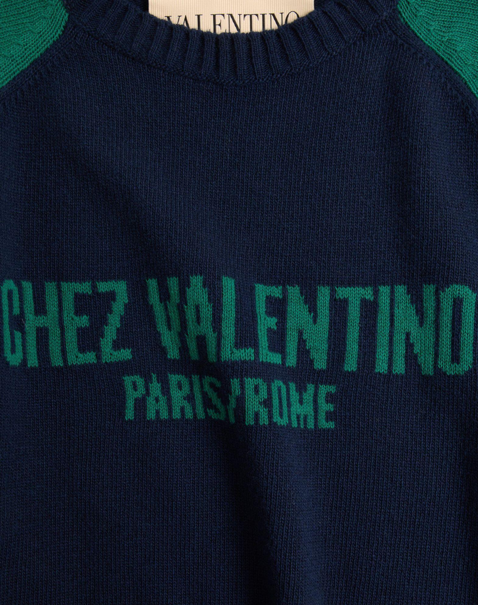 Wool And Cotton Sweater With Chez Valentino Jacquard Pattern Product Image