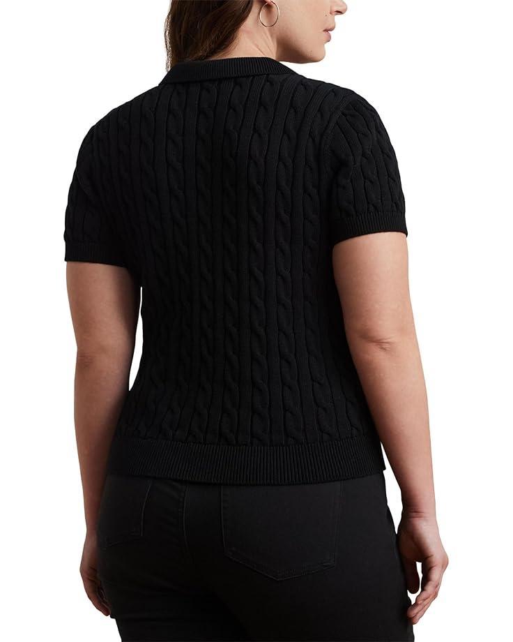Cable-Knit Cotton Polo Sweater Product Image