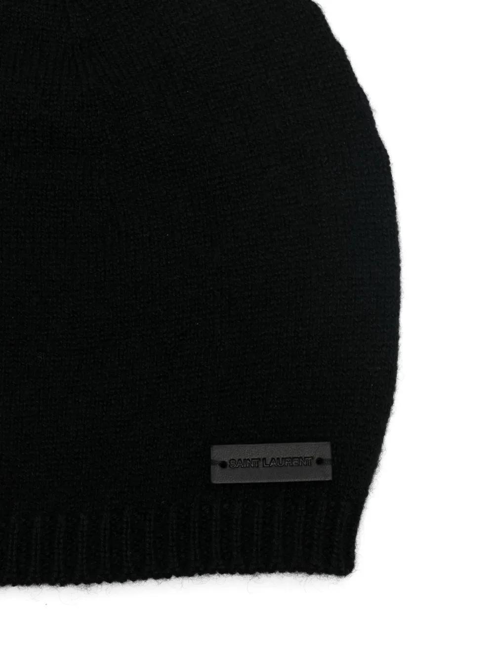 SAINT LAURENT Logo-patch Beanie In Black Product Image