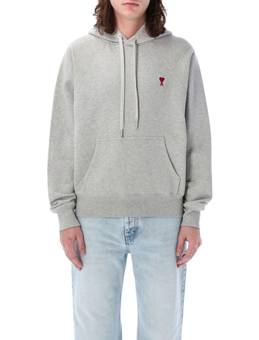 Grey Cotton V-neck Hoodie Product Image