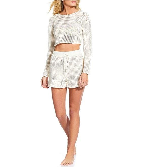 Gianni Bini Crochet High Waisted Drawstring Cover-Up Shorts Product Image