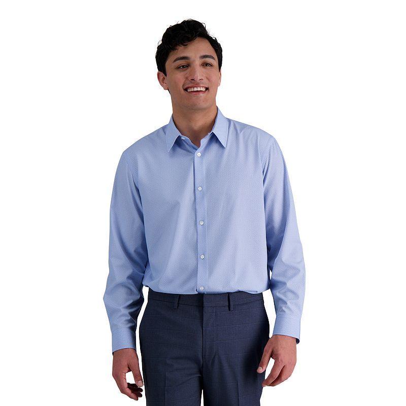 Men's Haggar® Smart Wash® Classic Fit Wrinkle Free Dress Shirt, Size: 18.5-34/35, Blue Geo Product Image