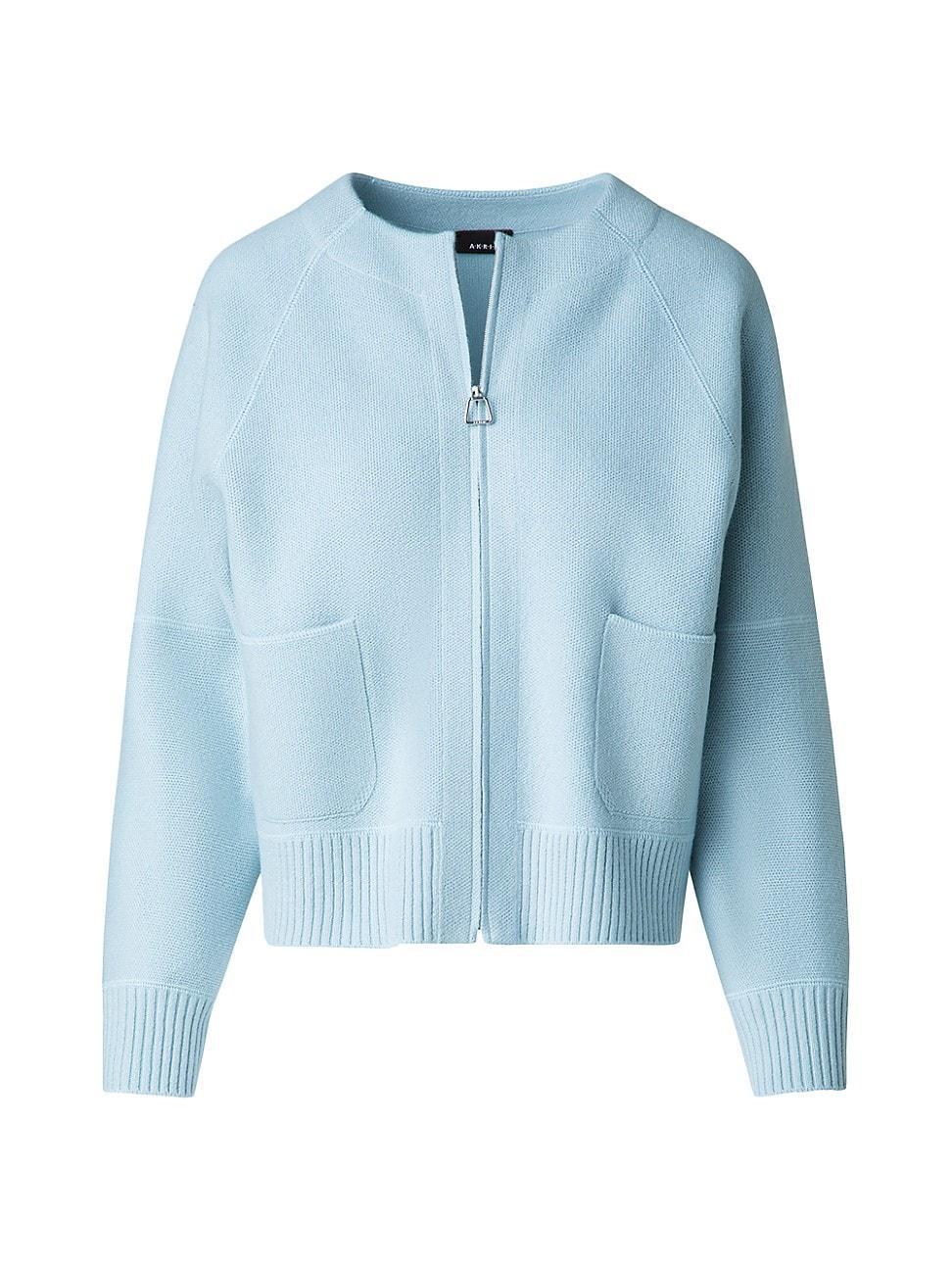 Womens Cashmere Piqu Zip Cardigan Product Image