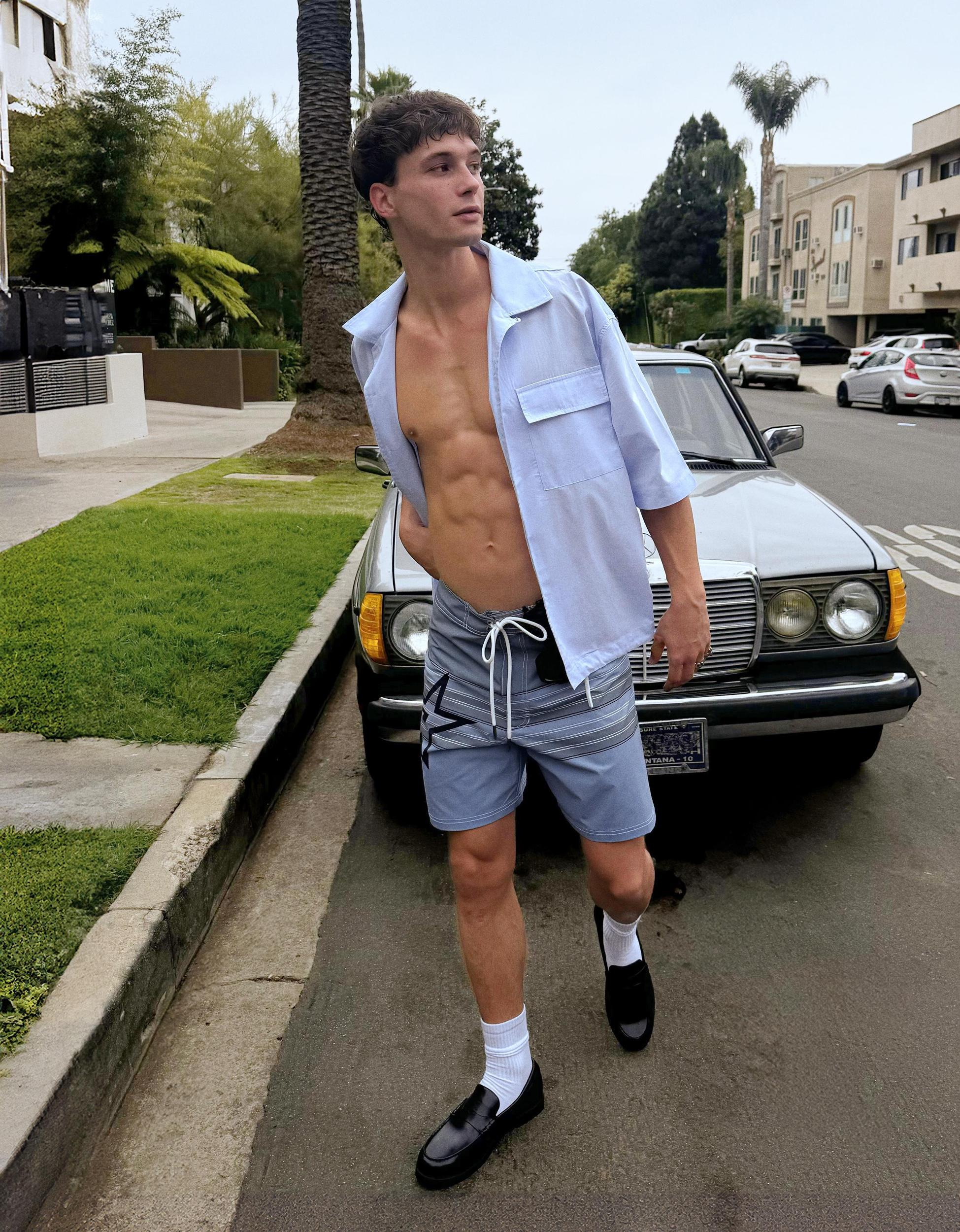 Long printed board shorts Product Image