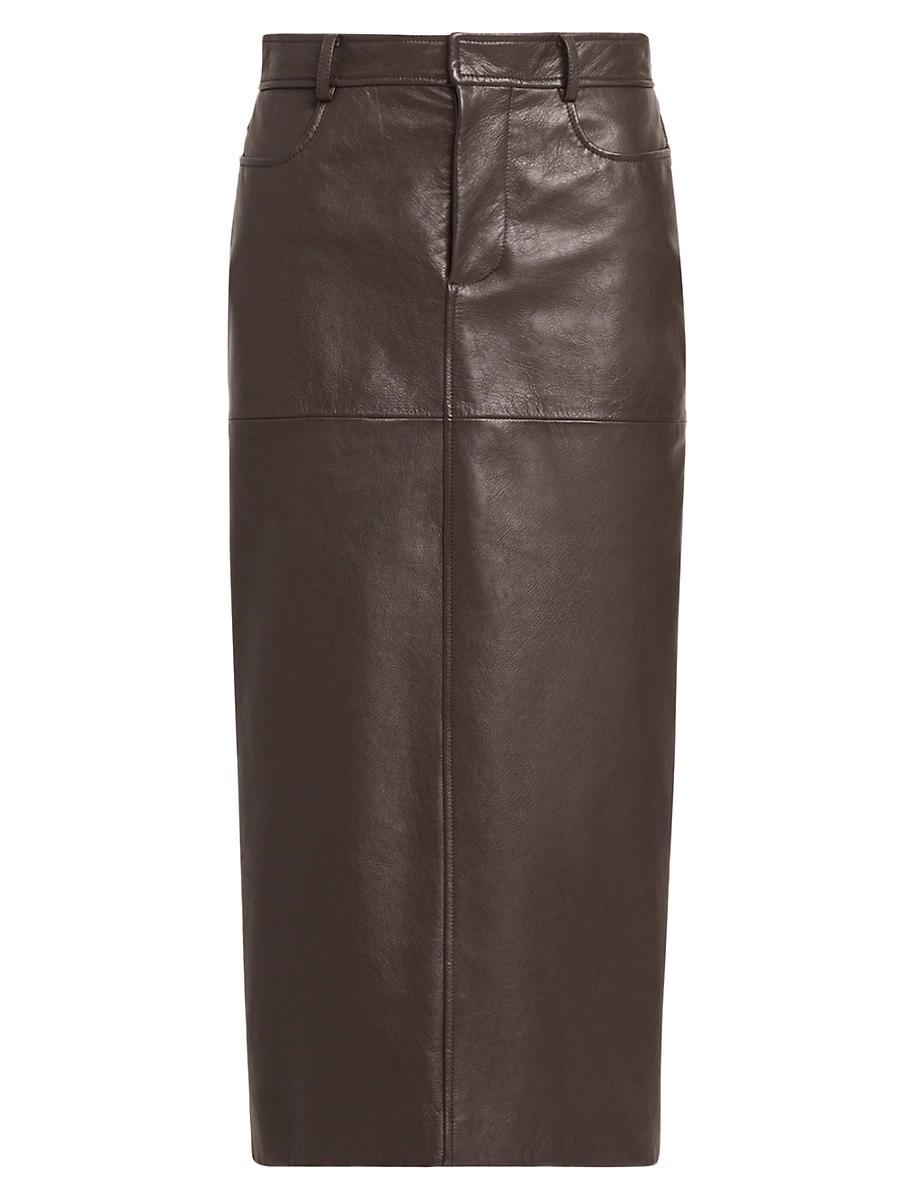 Womens Leather Pencil Midi-Skirt Product Image