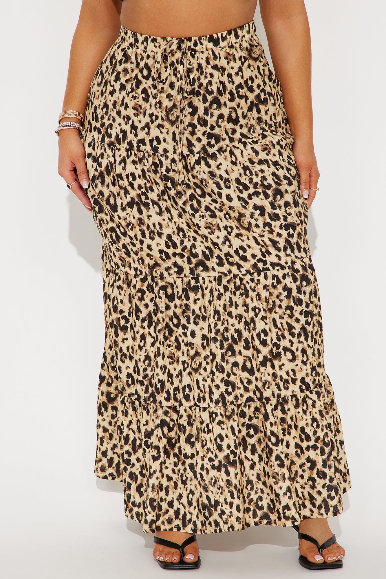 On The Lookout Leopard Maxi Skirt - Brown/combo Product Image