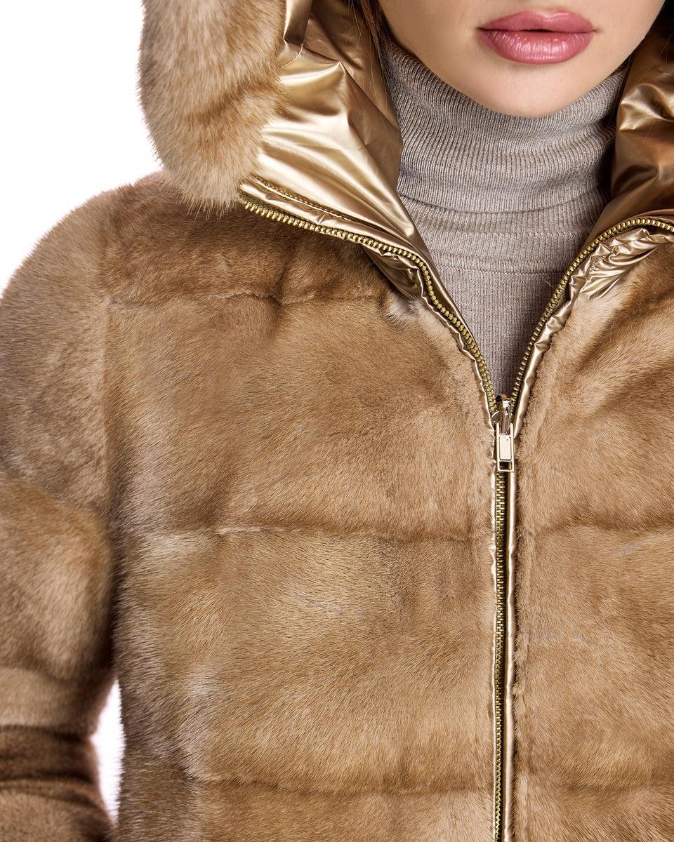Horizontal Reversible mink jacket with Hood Product Image