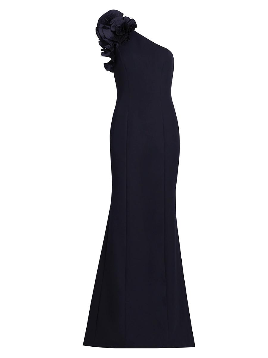 Womens Embellished Crepe One-Shoulder Column Gown Product Image