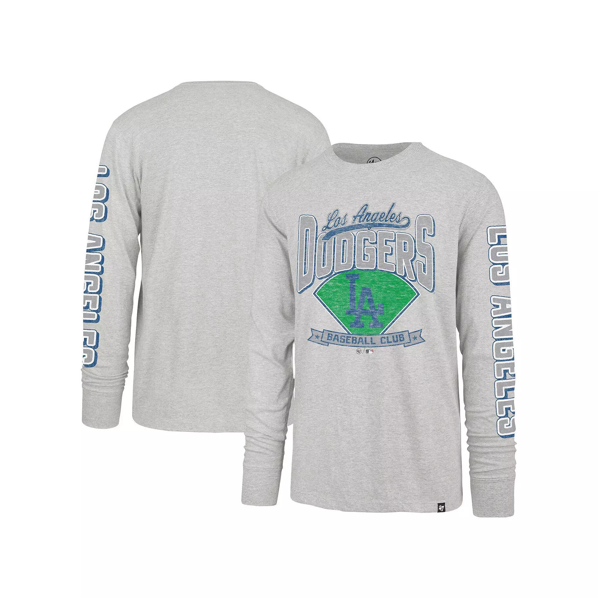 Men's '47 Gray Los Angeles Dodgers Fair Ball Franklin Long Sleeve T-Shirt,  Product Image