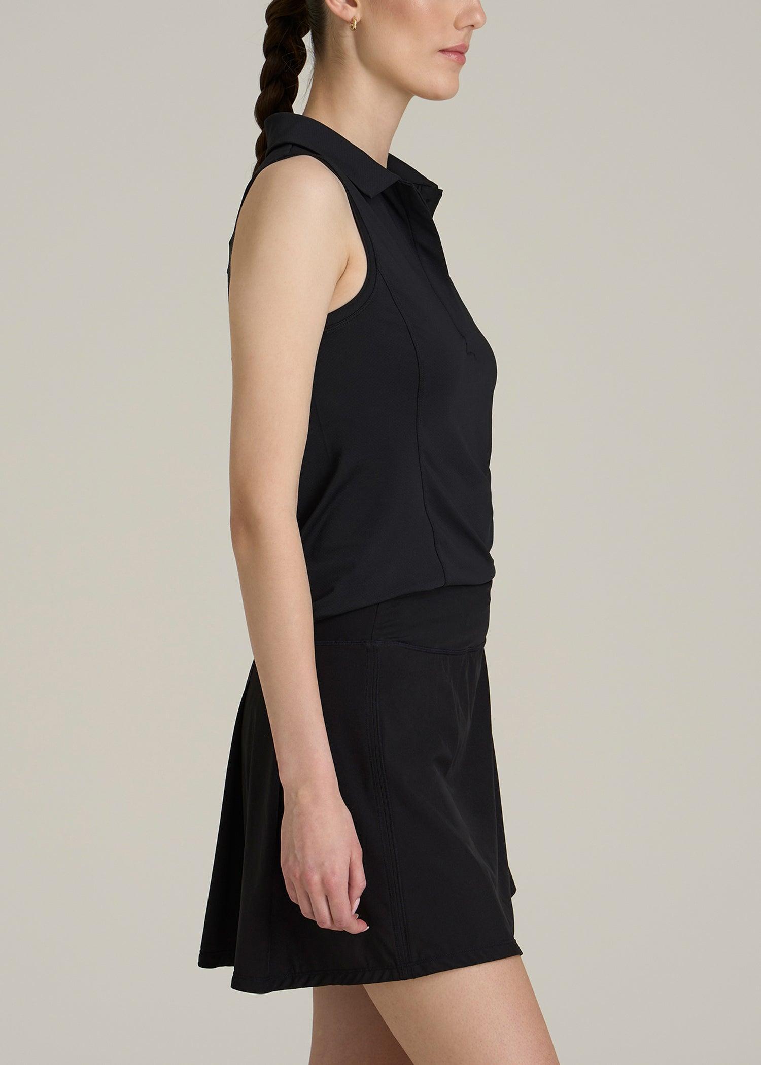 Active Sleeveless Polo Shirt for Tall Women in Black Female Product Image