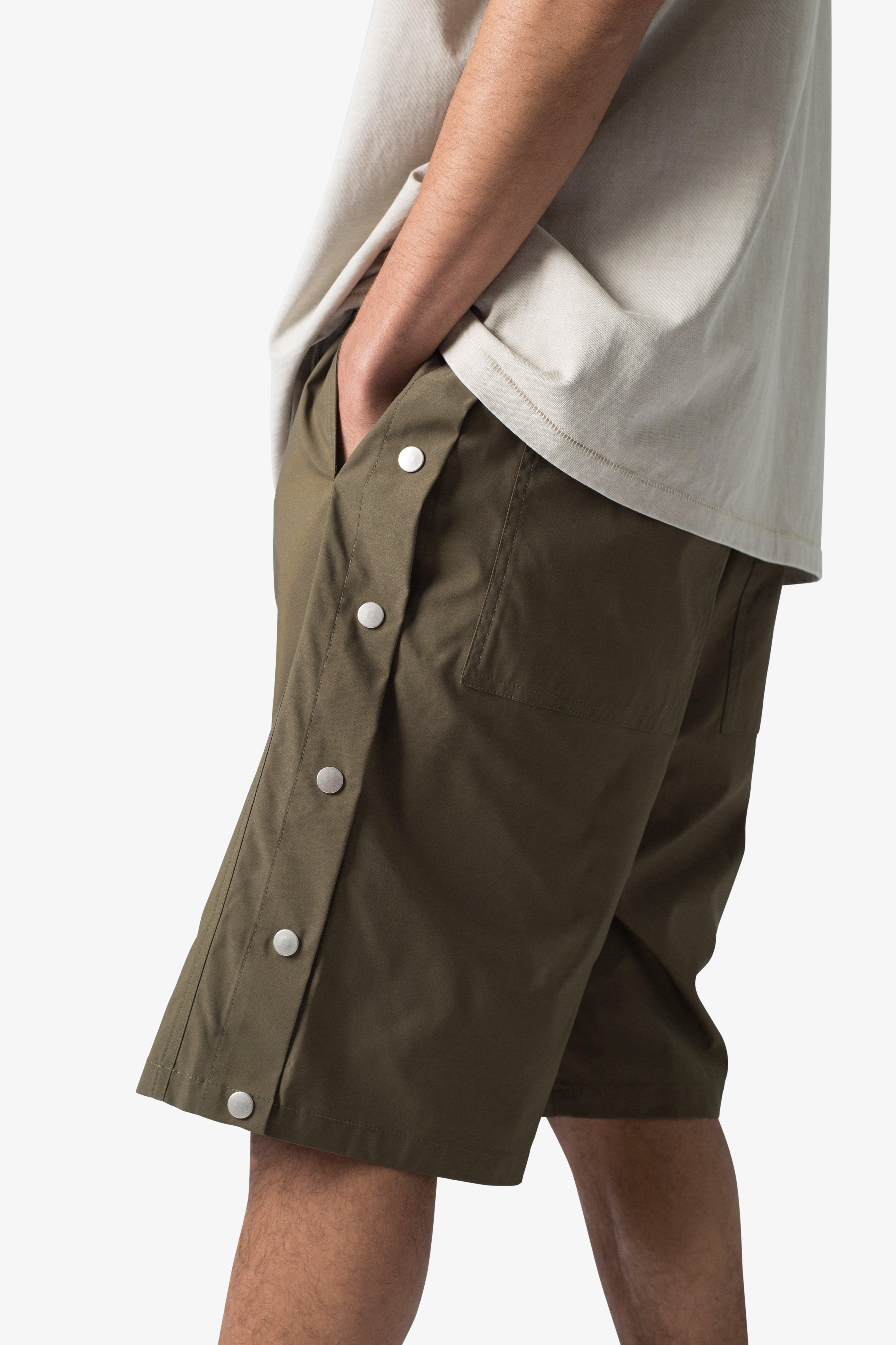 Side Snap Nylon Shorts - Olive Product Image