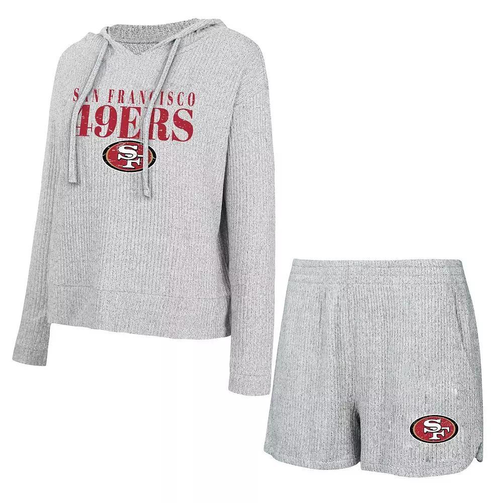 Women's Concepts Sport Gray San Francisco 49ers Juniper Long Sleeve Hoodie T-Shirt & Shorts Set,  Product Image