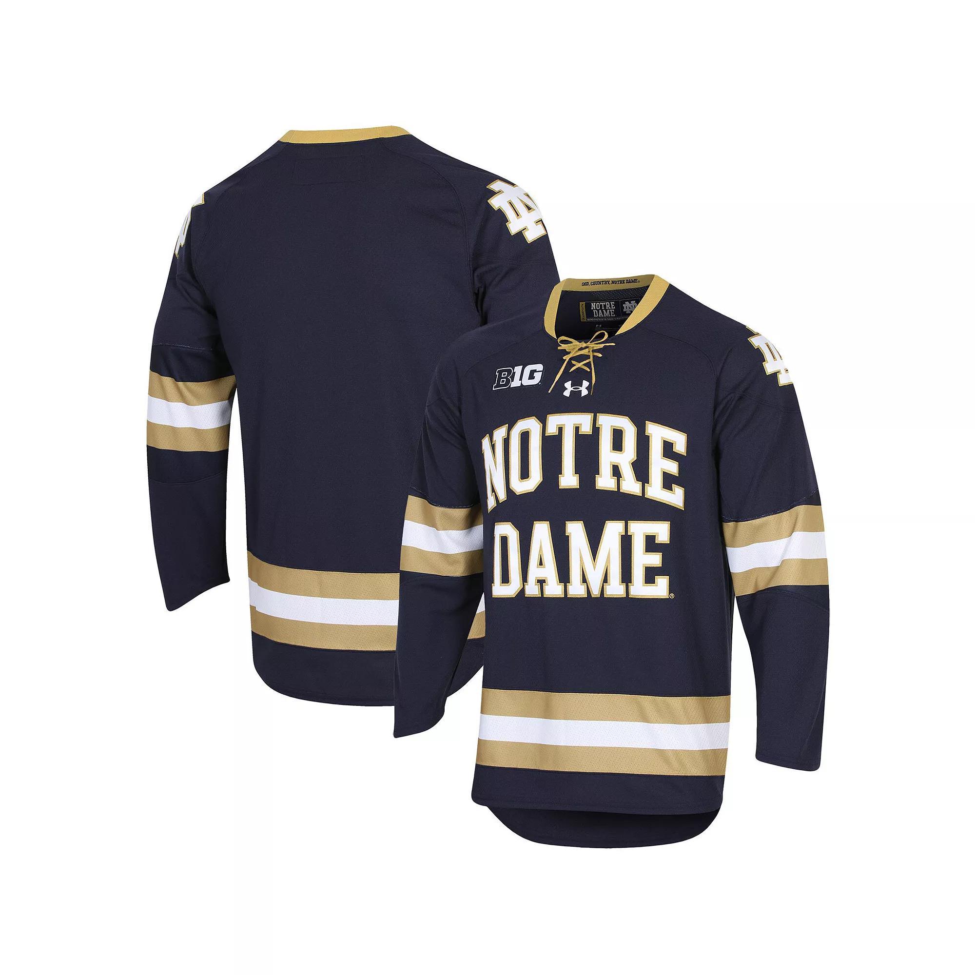Men's Under Armour Navy Notre Dame Fighting Irish UA Replica Hockey Jersey,  Product Image