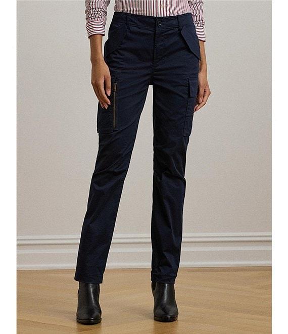 Lauren Ralph Lauren Cotton Sateen High-Rise Straight Leg Ankle Length Cargo Pant Product Image